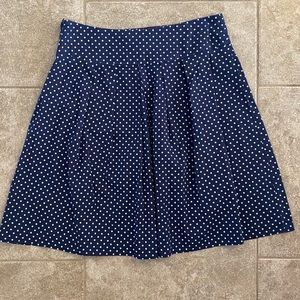 VINTAGE navy white pleated polka dot skirt